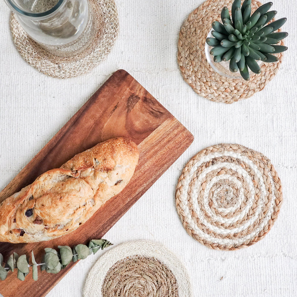 Natural Coaster Trivet Gift Set with Heart Pouch