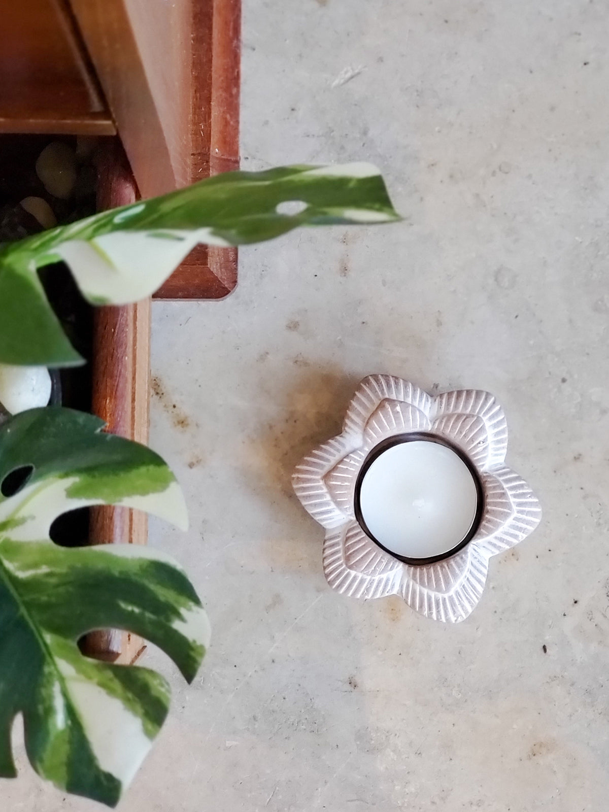 Terracotta Tea Light Candle Holder, Flower