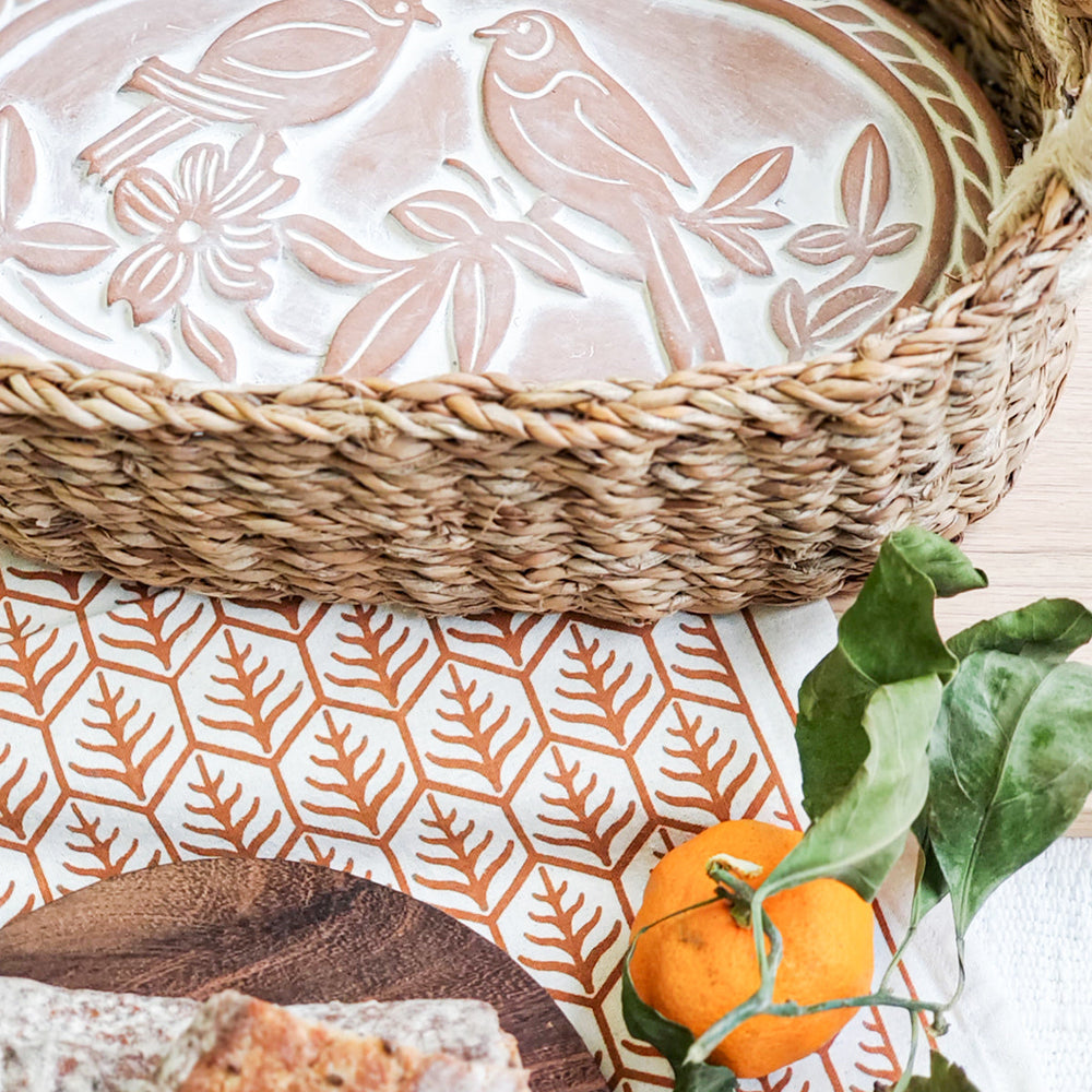 
                      
                        Bread Warmer & Basket Gift Set with Tea Towel - Lovebird Oval
                      
                    