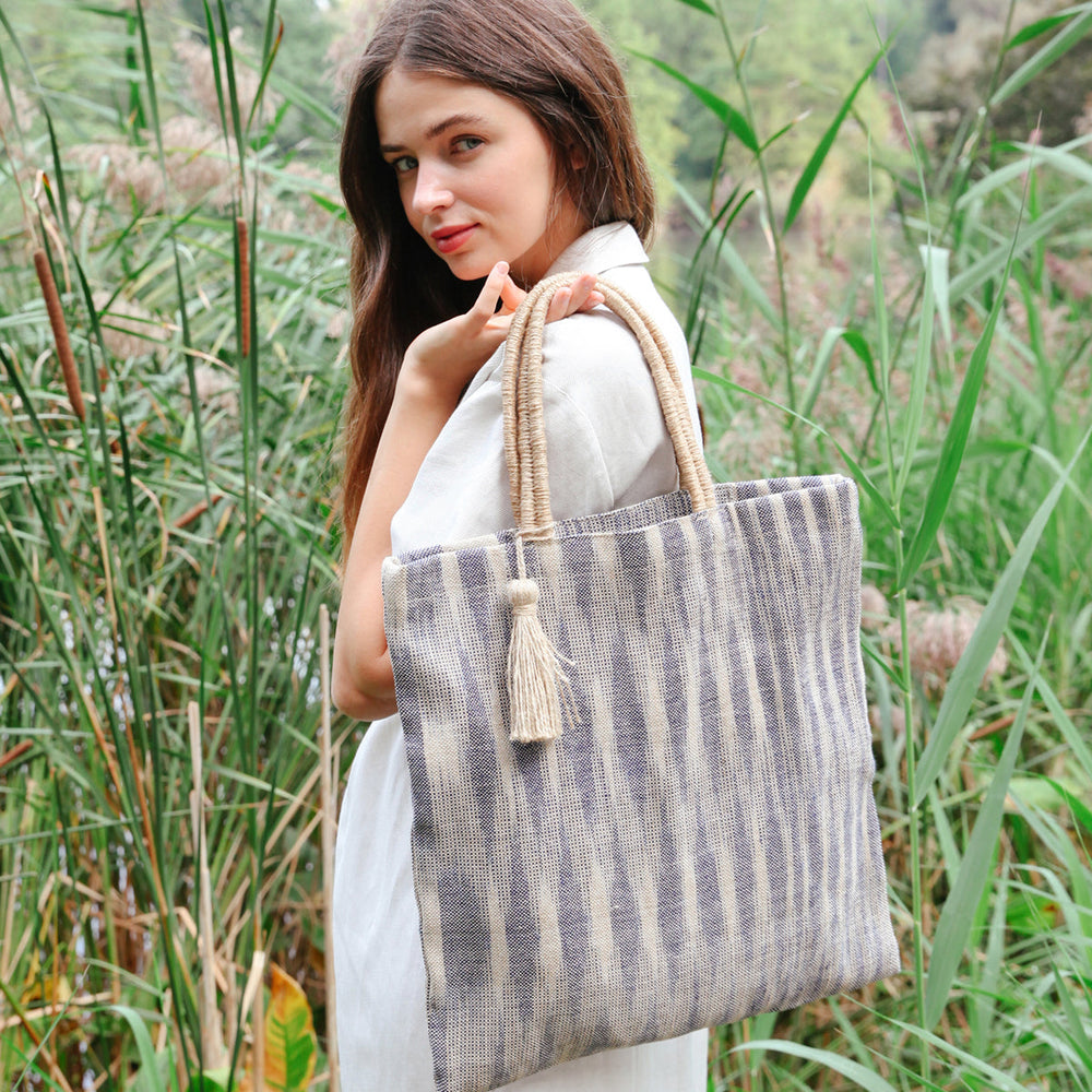 Nadi Jute Tote Bag - Blue