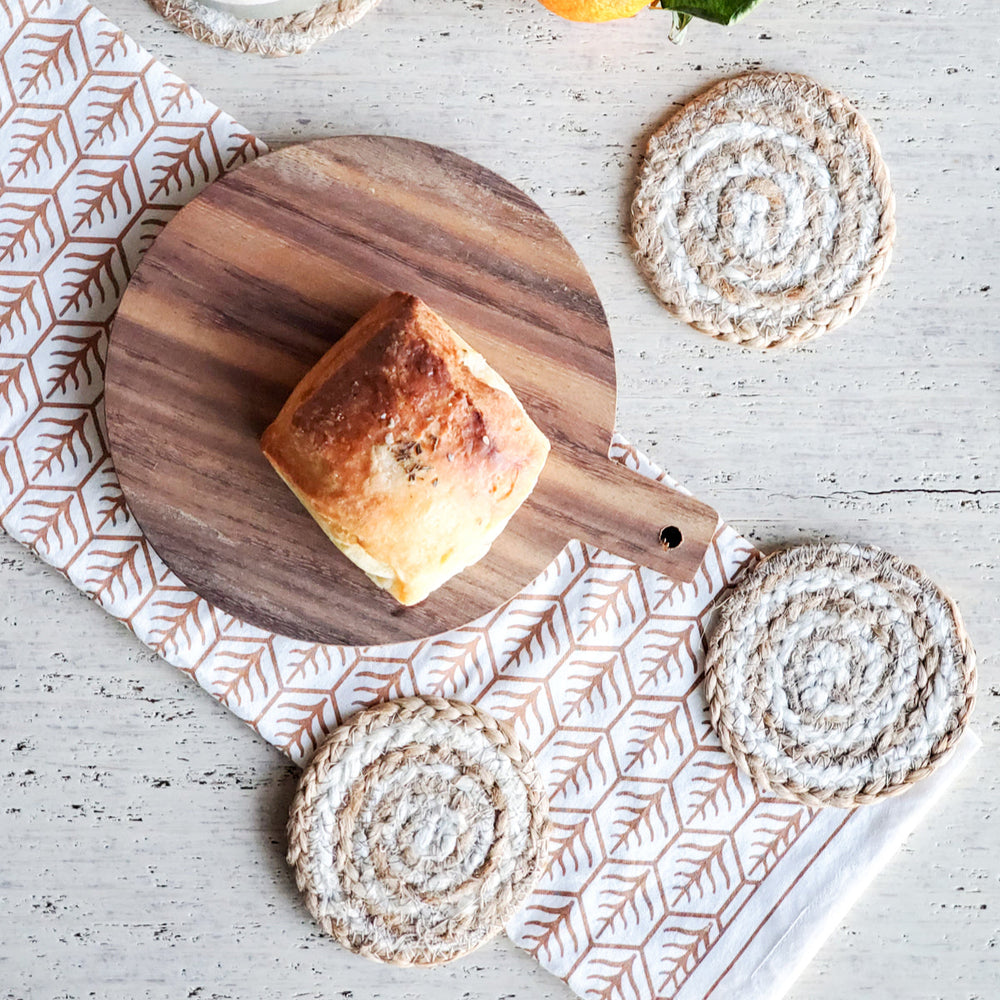 Kata Jute Spiral Drink Coaster, Natural - Set of 4