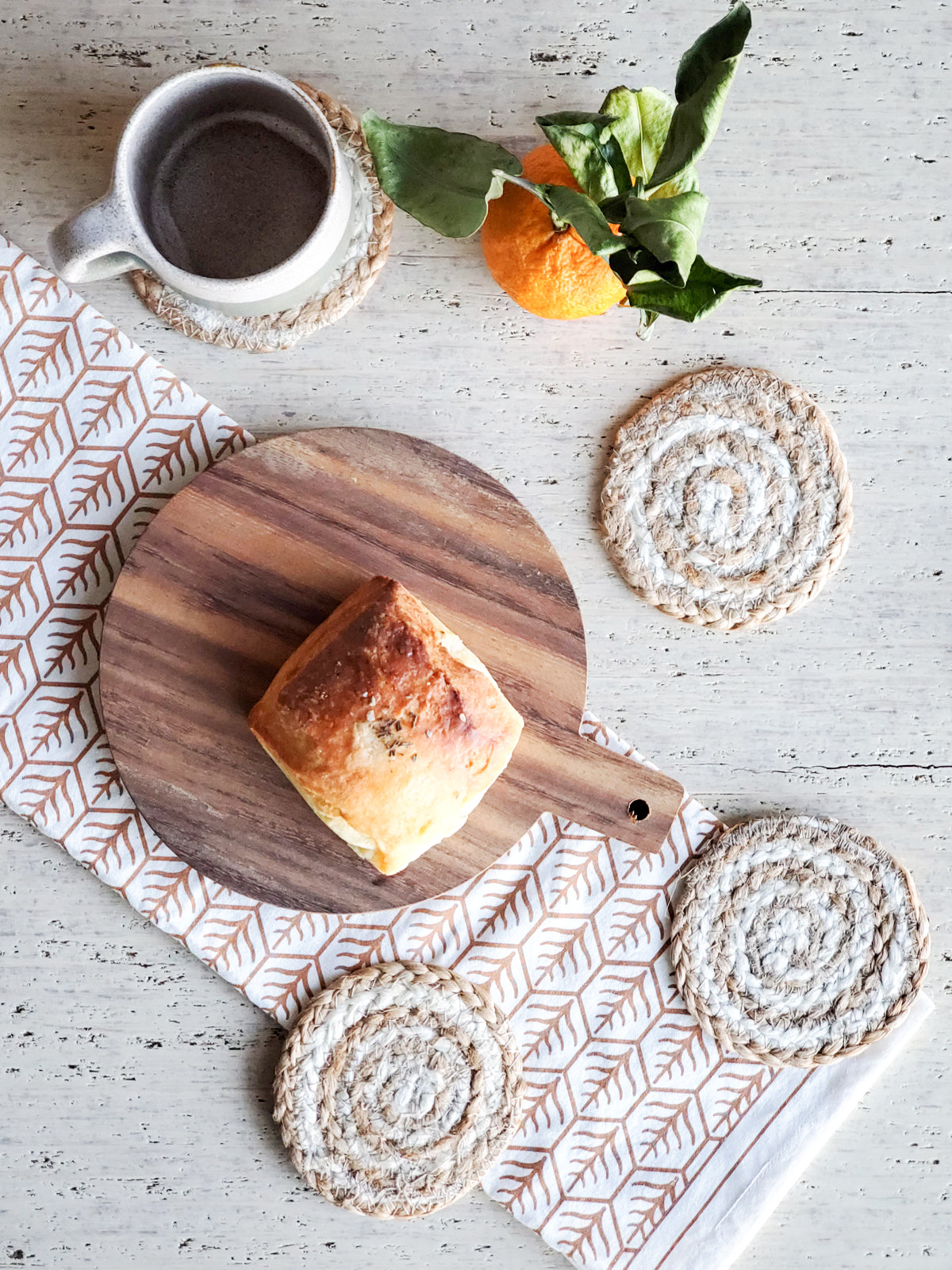 Kata Spiral Drink Coaster, Natural - Set of 4