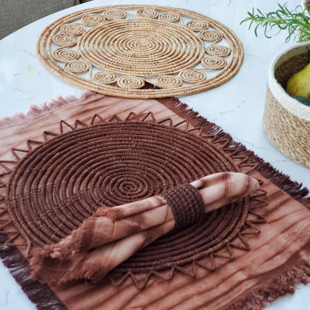 
                      
                        Woven Palm Fiber Napkin Ring, Brown - Set of 4
                      
                    
