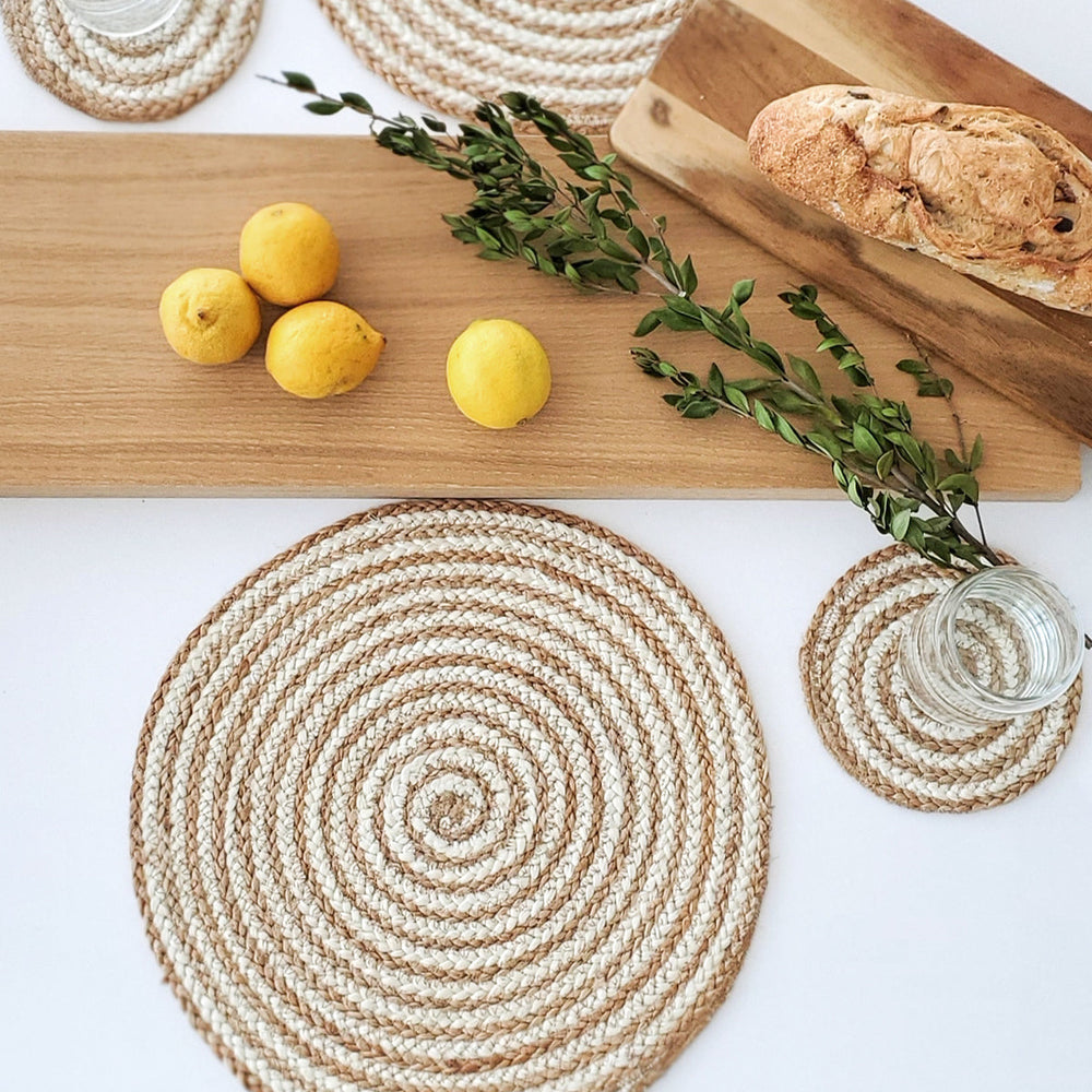 Kata Spiral Jute Placemat, Natural - Set of 4