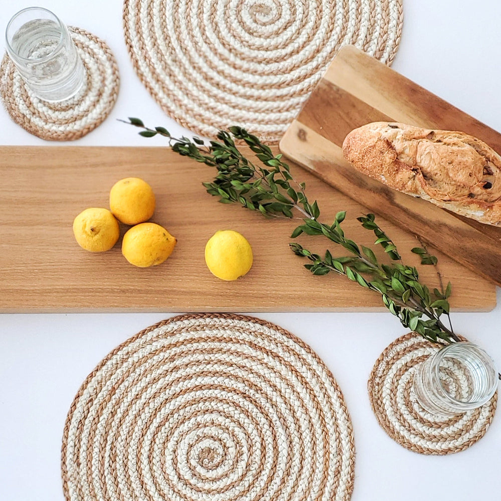Kata Spiral Coaster Trivet, Natural - Set of 4
