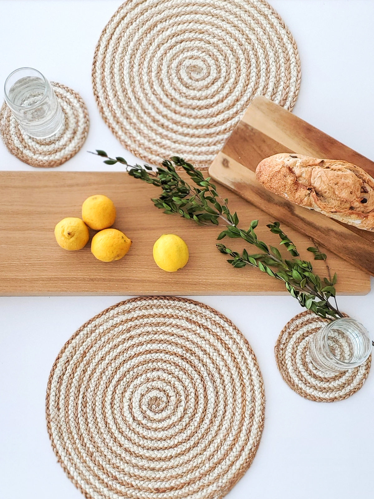 Kata Spiral Coaster Trivet, Natural - Set of 4