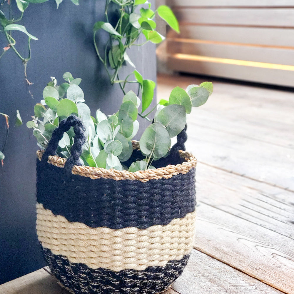 
                      
                        Ula Stripe Basket, Black
                      
                    