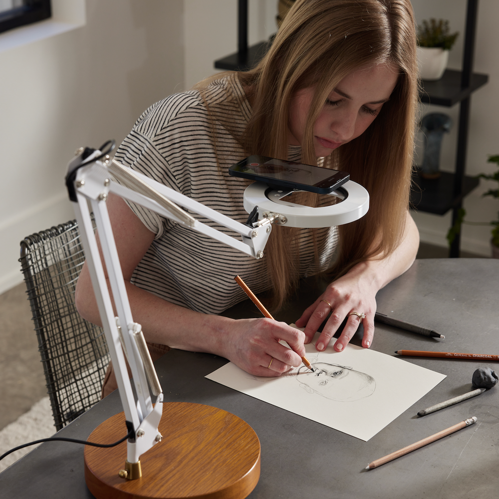 
                      
                        White Canvas Lamp with Weighted Wooden Base
                      
                    