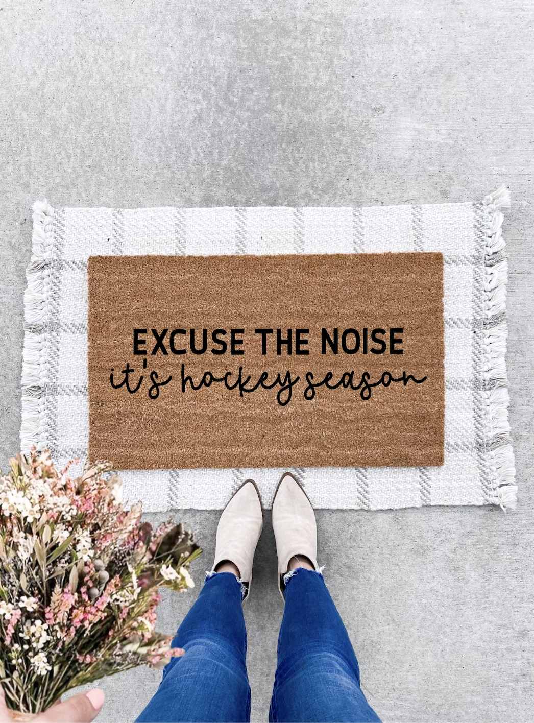 Excuse The Noise, It's Hockey Season Doormat