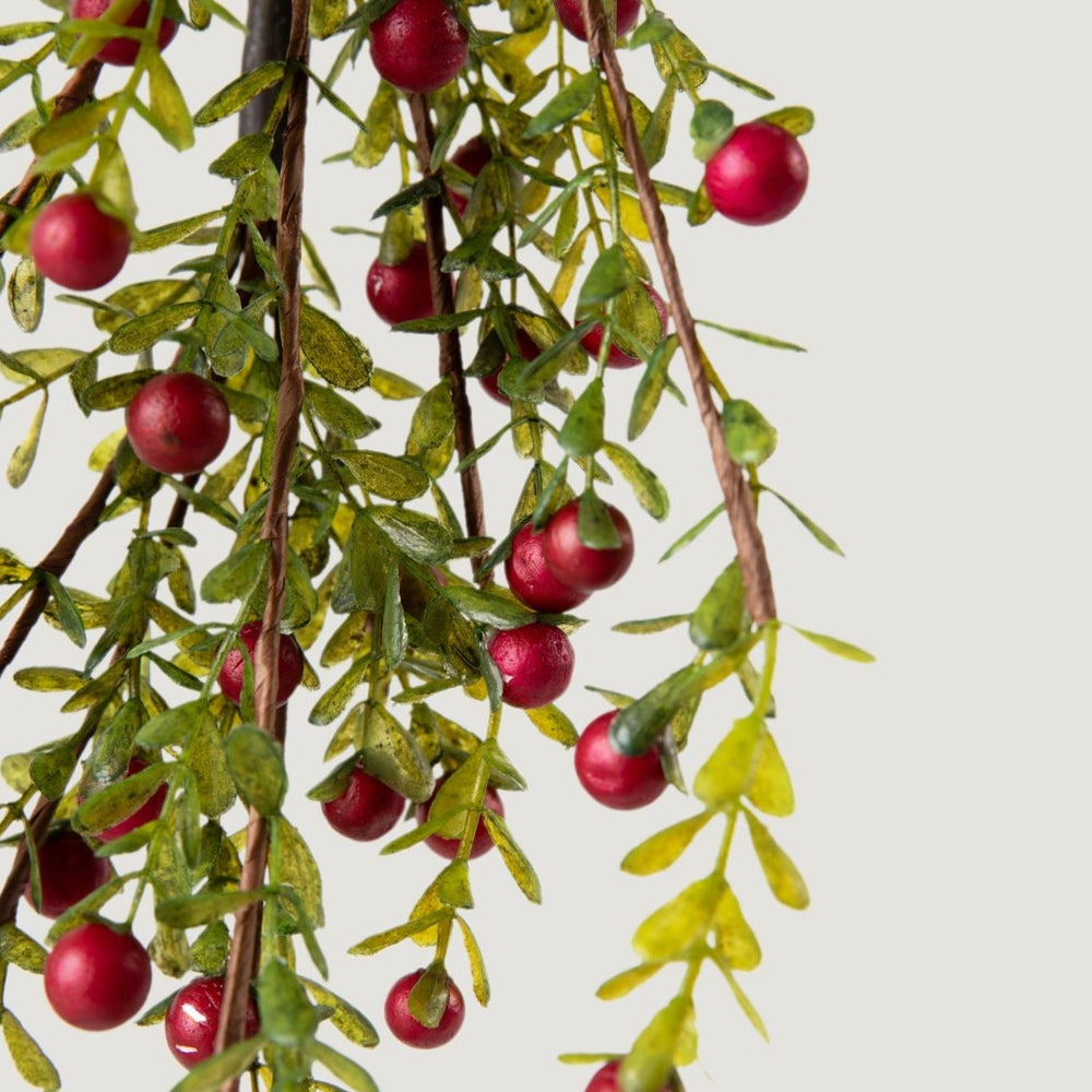 Faux Red Cranberry and Leaf Christmas Garland - 48"