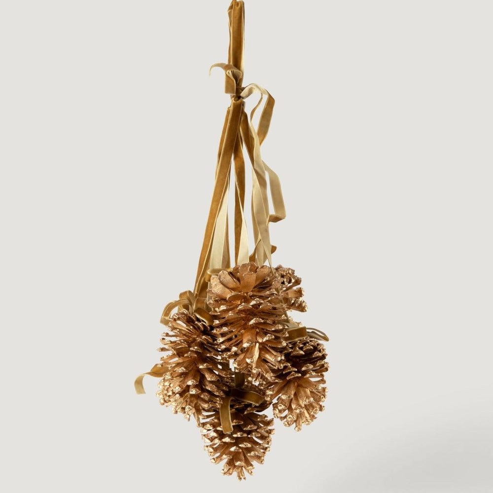 Gold Pine Cone Hanging Holiday Decoration, 21"