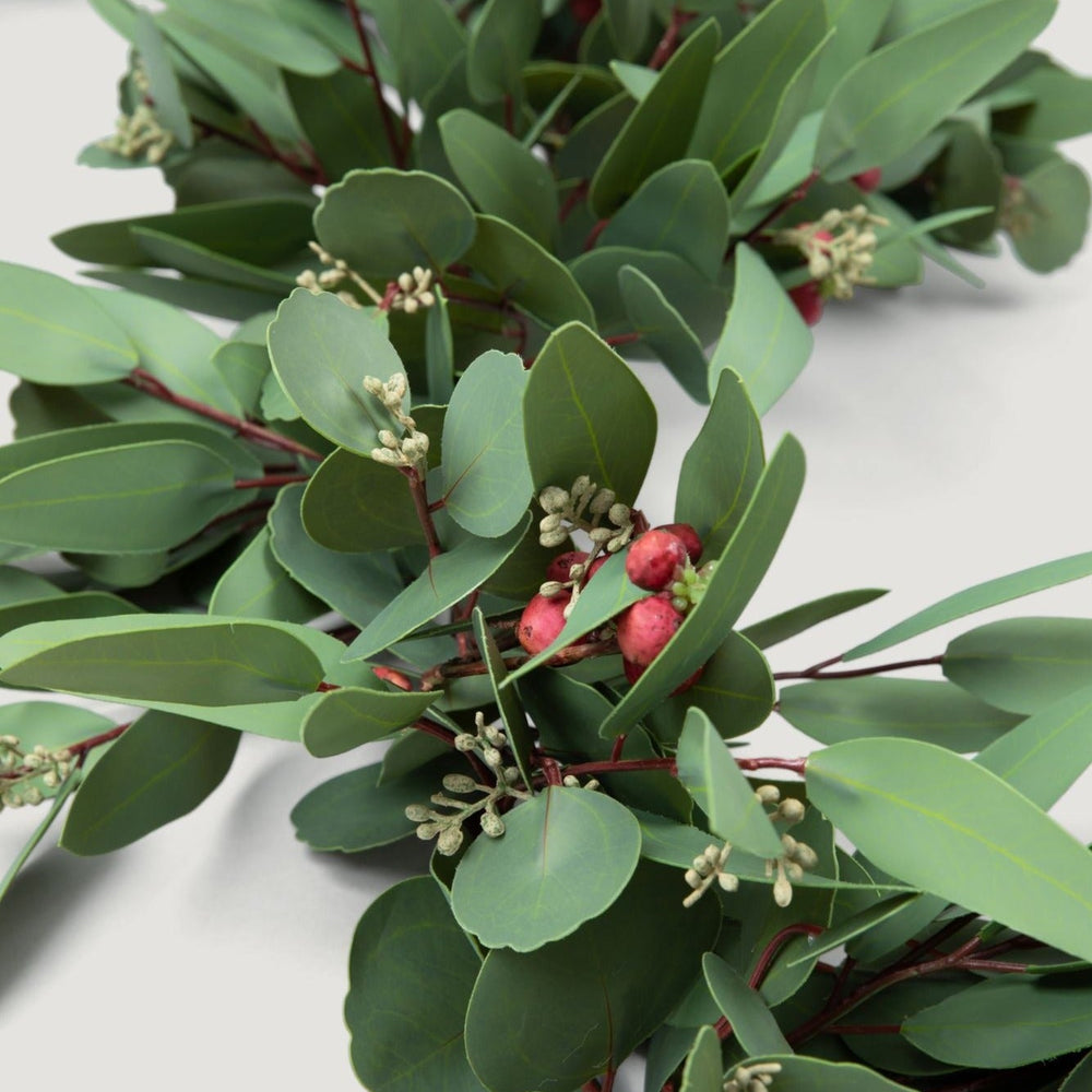Deluxe Faux Seeded Eucalyptus Garland with Burgundy Berries - 60"