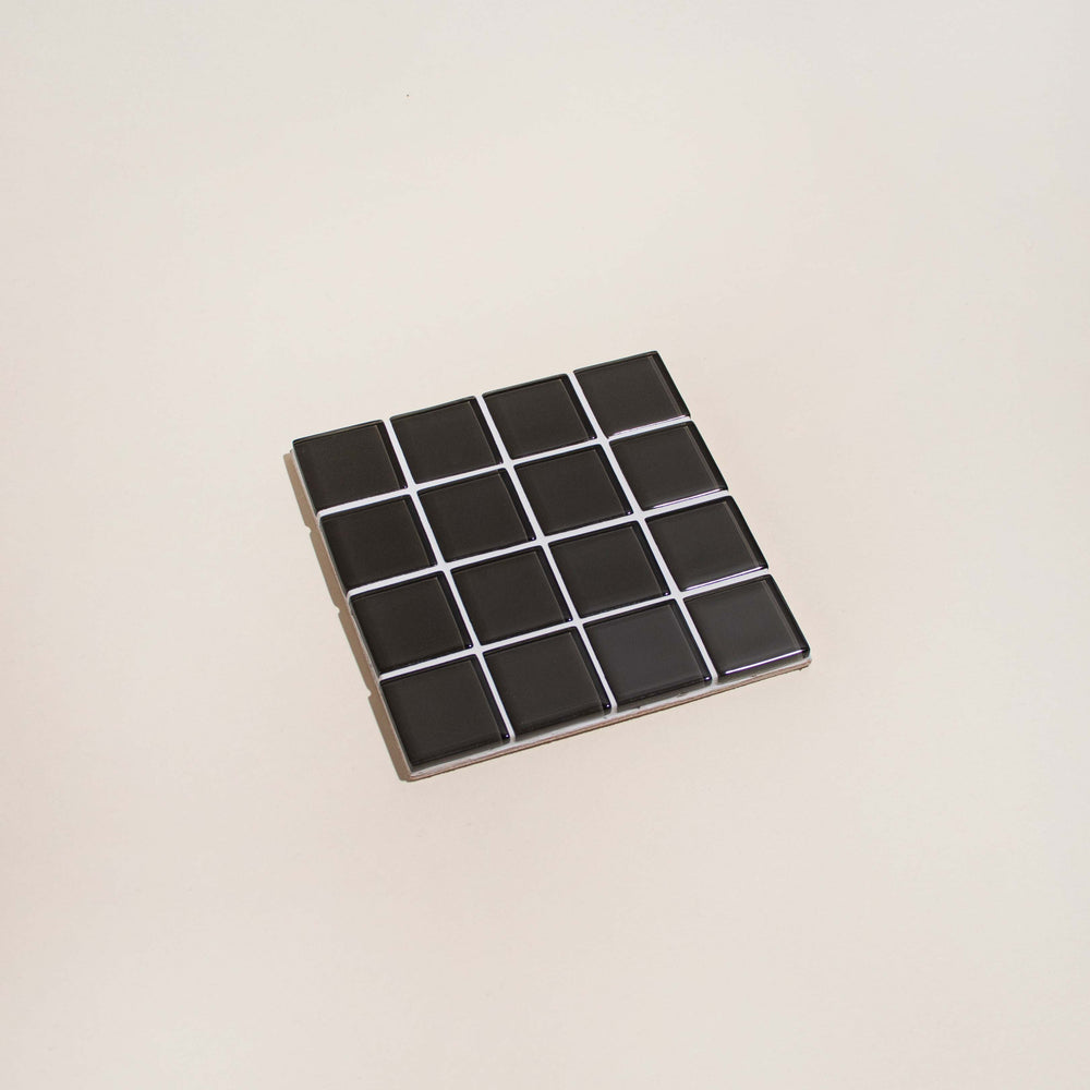 Glass Tile Coaster - Black Canvas