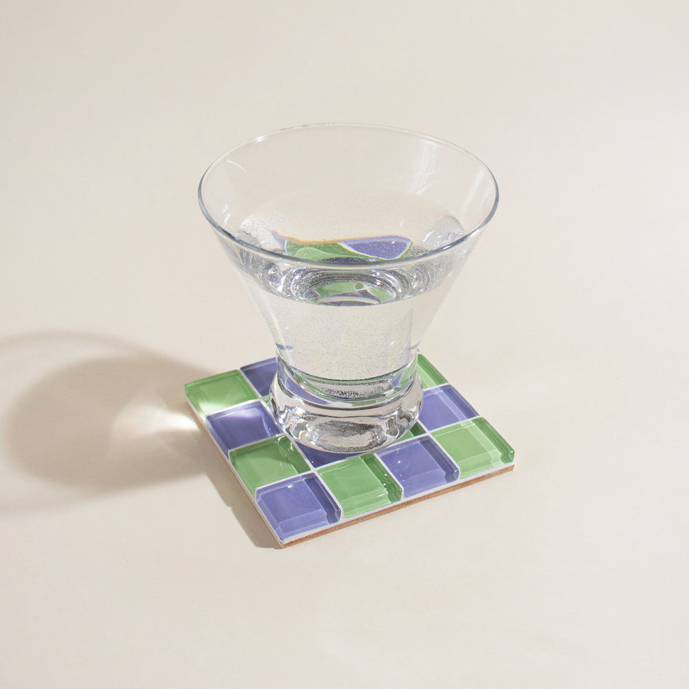 Glass Tile Coaster - Ube Matcha Latte