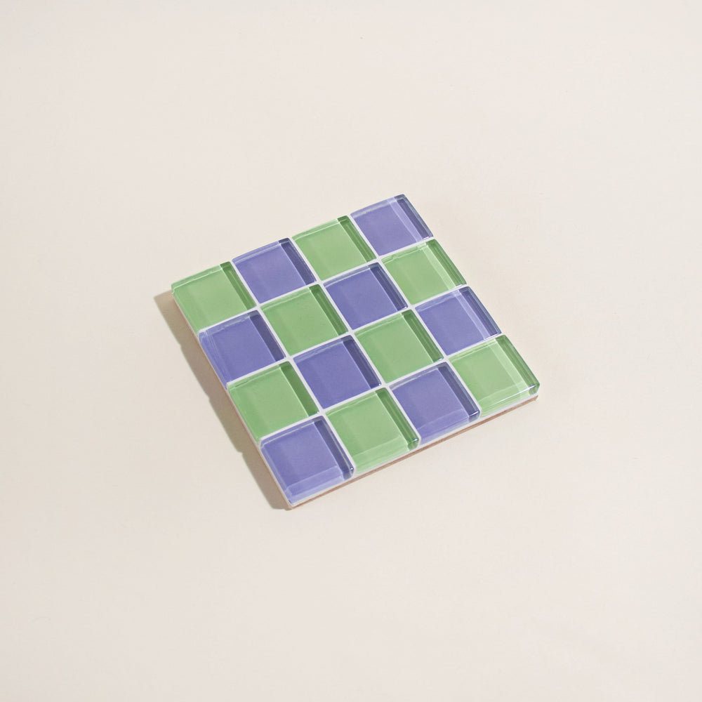 Glass Tile Coaster - Ube Matcha Latte