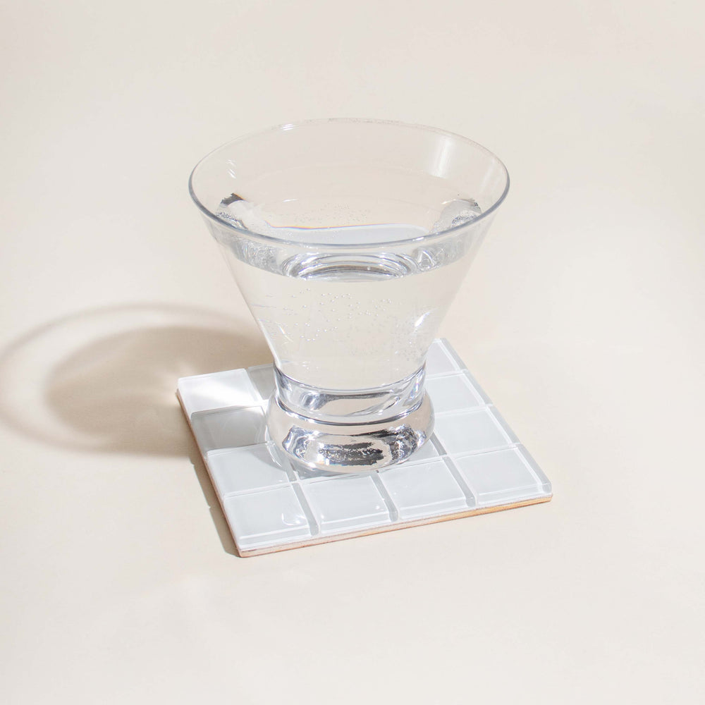 Glass Tile Coaster - Gloss - White Canvas