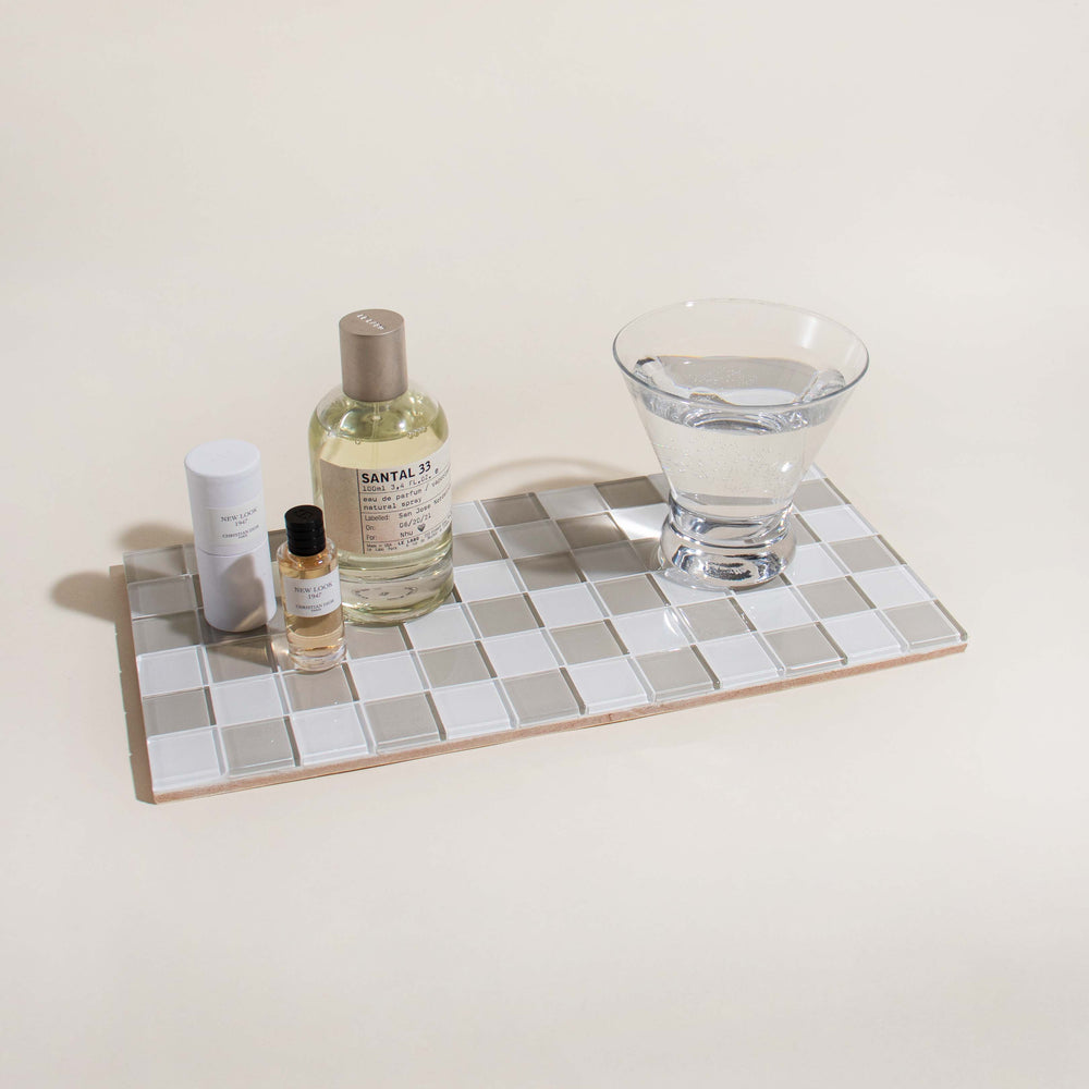
                      
                        Glass Tile Decorative Tray - Beige & White Checkered
                      
                    
