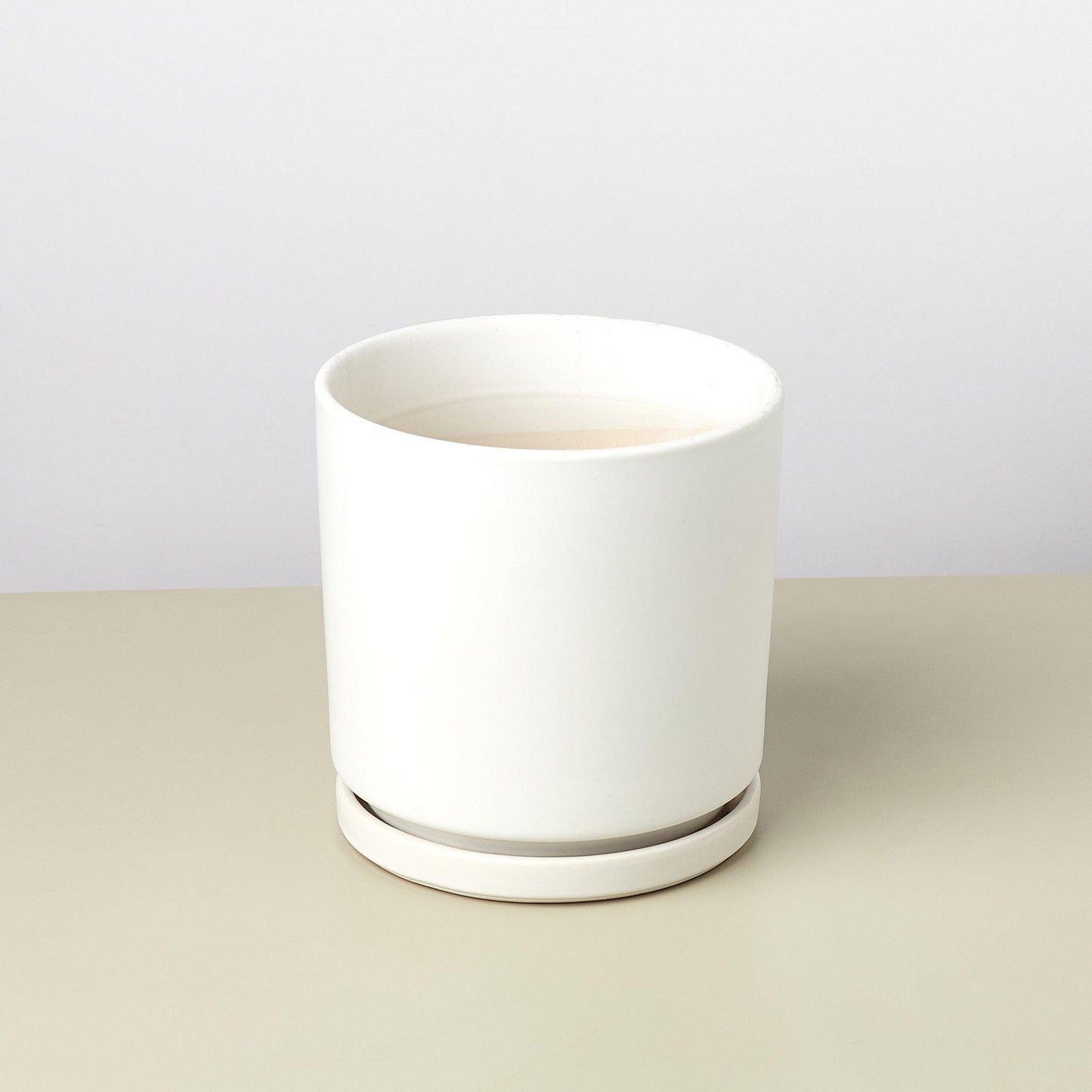 white indoor plant pot with saucer Ceramic Cylinder Plant Pot