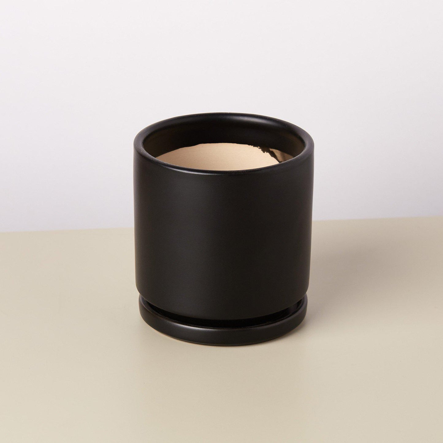 cylinder planter with saucer Ceramic Cylinder Plant Pot