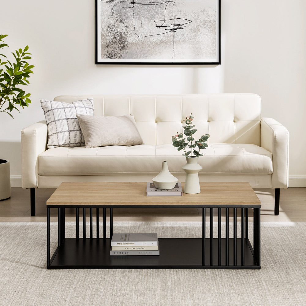 
                      
                        Vulcan Modern Minimalist Slatted-Metal Rectangle Coffee Table
                      
                    