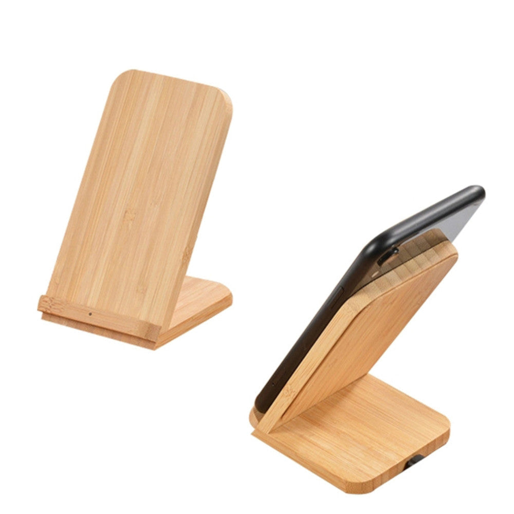 
                      
                        Solid Bamboo Desktop Phone Stand with Built-In Qi-Wireless 10W Charger
                      
                    