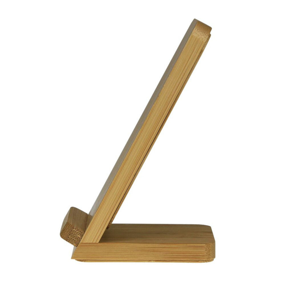 
                      
                        Solid Bamboo Desktop Phone Stand with Built-In Qi-Wireless 10W Charger
                      
                    