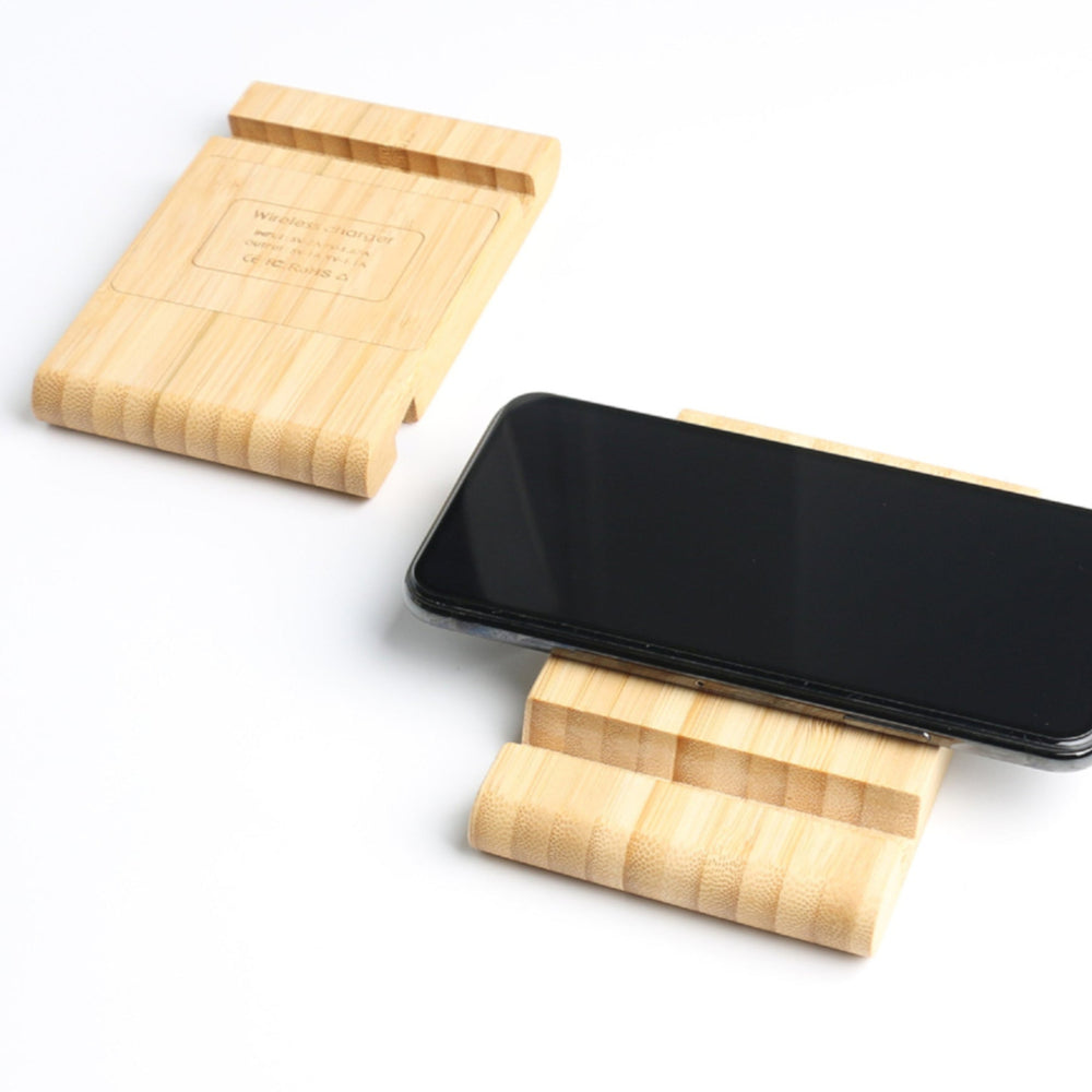 
                      
                        Solid Bamboo Pocket Phone Stand with Wireless Charger
                      
                    