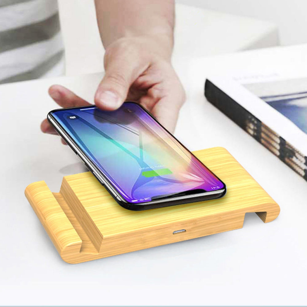 
                      
                        Solid Bamboo Pocket Phone Stand with Wireless Charger
                      
                    