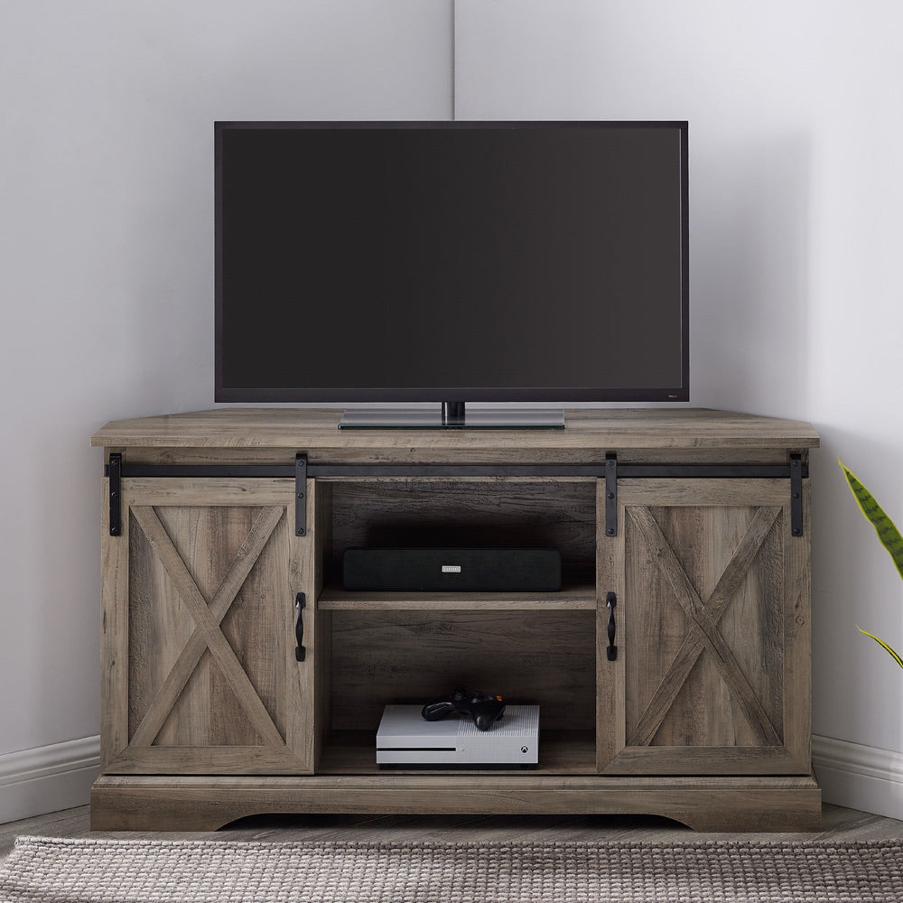 
                      
                        52" Sliding Barn Door Corner TV Stand
                      
                    