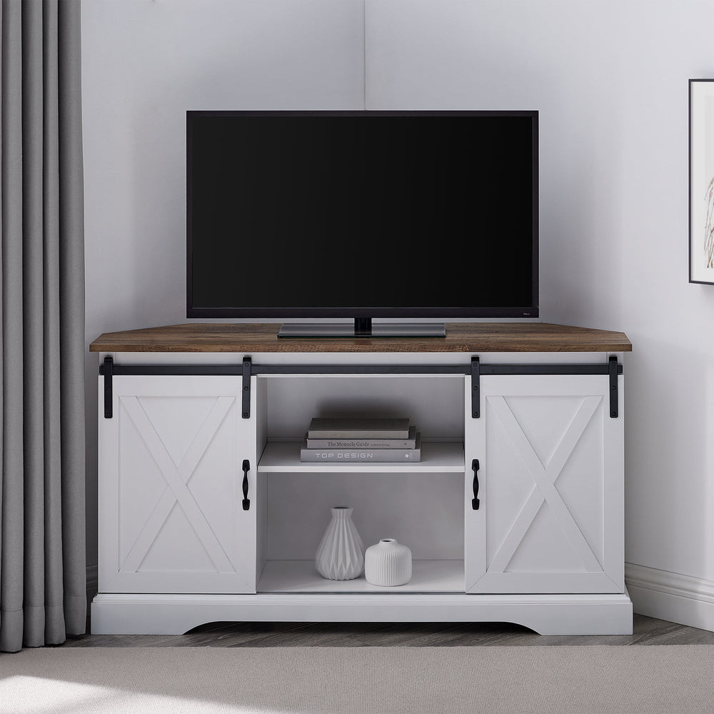 
                      
                        52" Sliding Barn Door Corner TV Stand
                      
                    