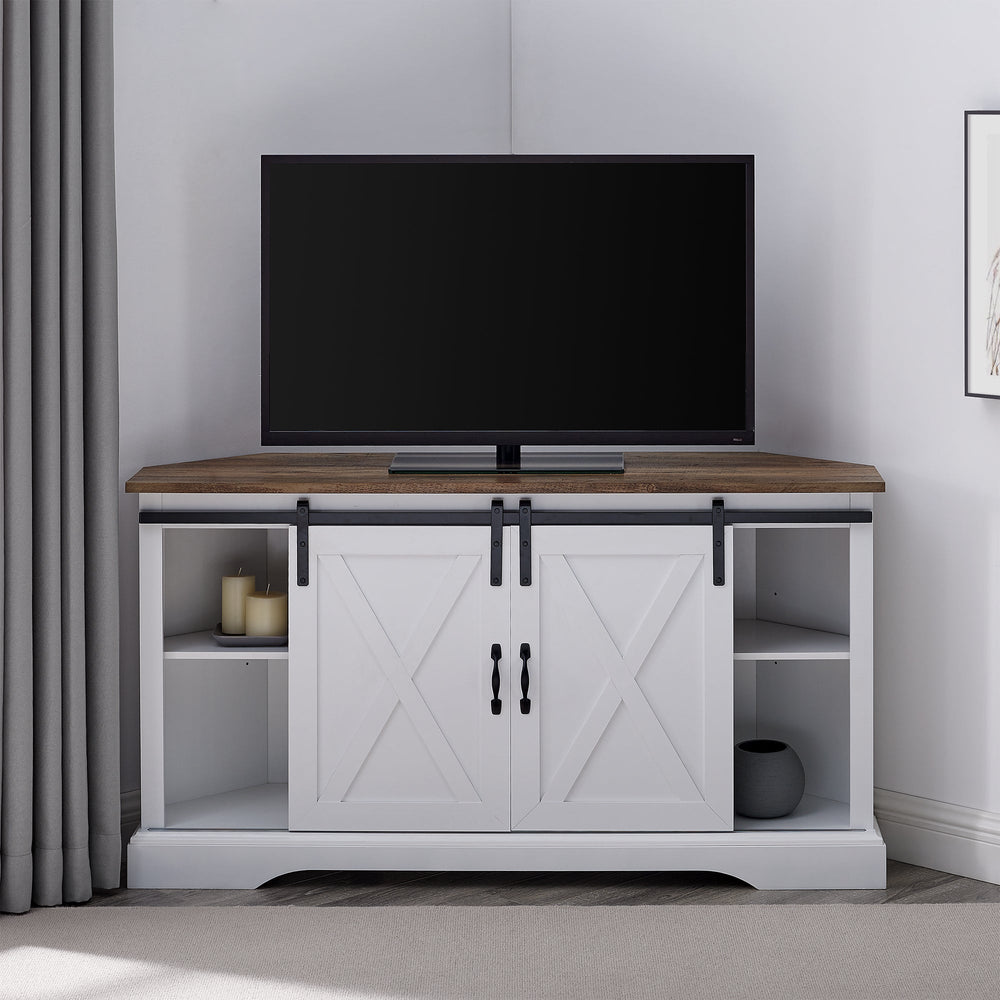 
                      
                        52" Sliding Barn Door Corner TV Stand
                      
                    