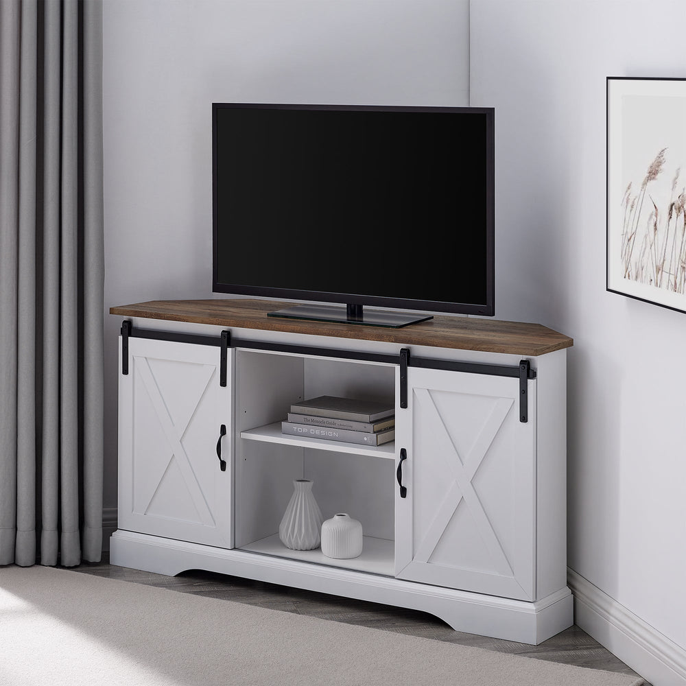 
                      
                        52" Sliding Barn Door Corner TV Stand
                      
                    
