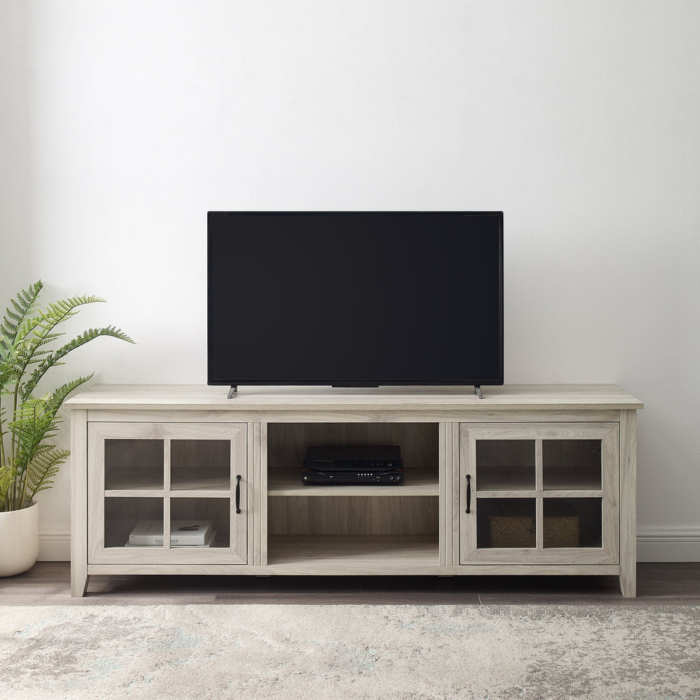 
                      
                        70" Farmhouse Simple Window Pane 2 Door Wood TV Stand
                      
                    