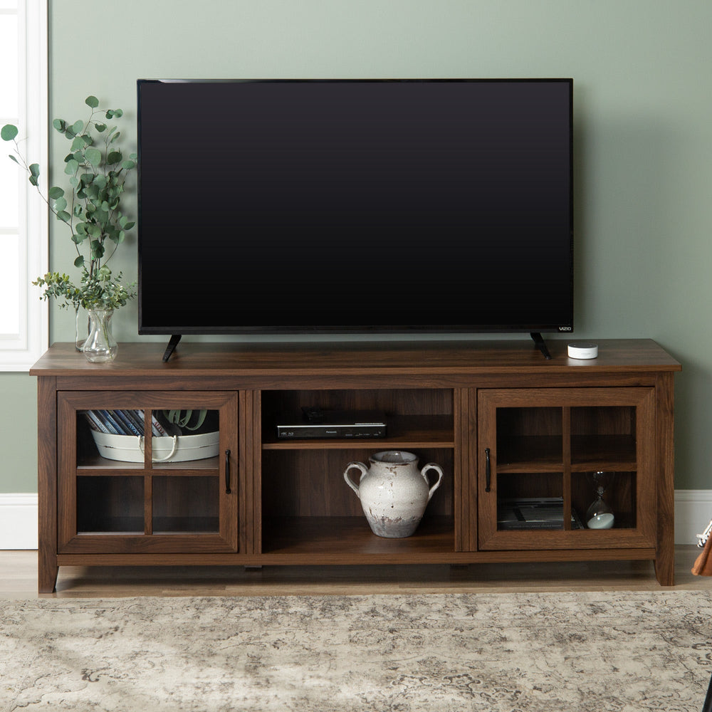 
                      
                        70" Farmhouse Simple Window Pane 2 Door Wood TV Stand
                      
                    