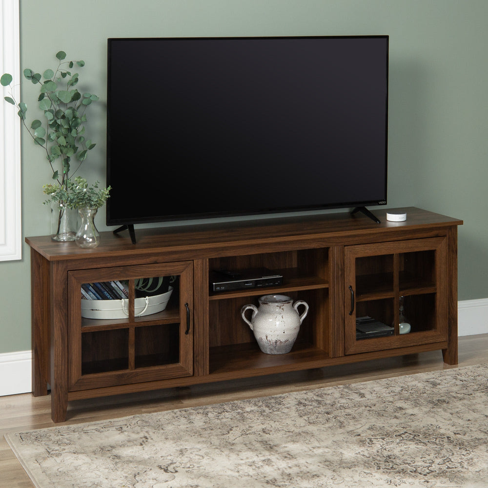 
                      
                        70" Farmhouse Simple Window Pane 2 Door Wood TV Stand
                      
                    
