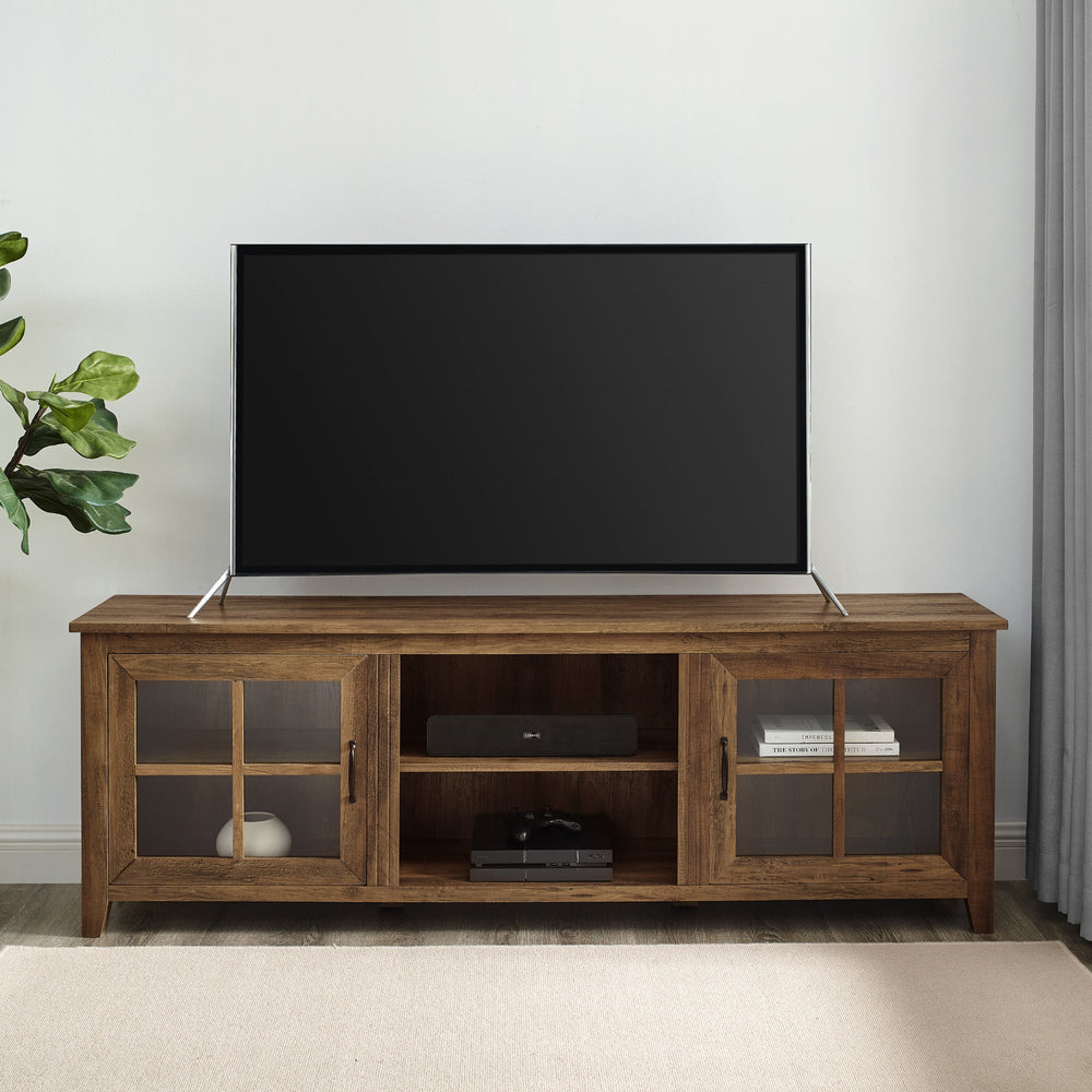 
                      
                        70" Farmhouse Simple Window Pane 2 Door Wood TV Stand
                      
                    