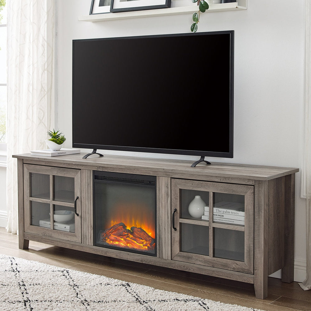 
                      
                        Simple Fireplace Console with Glass Doors
                      
                    