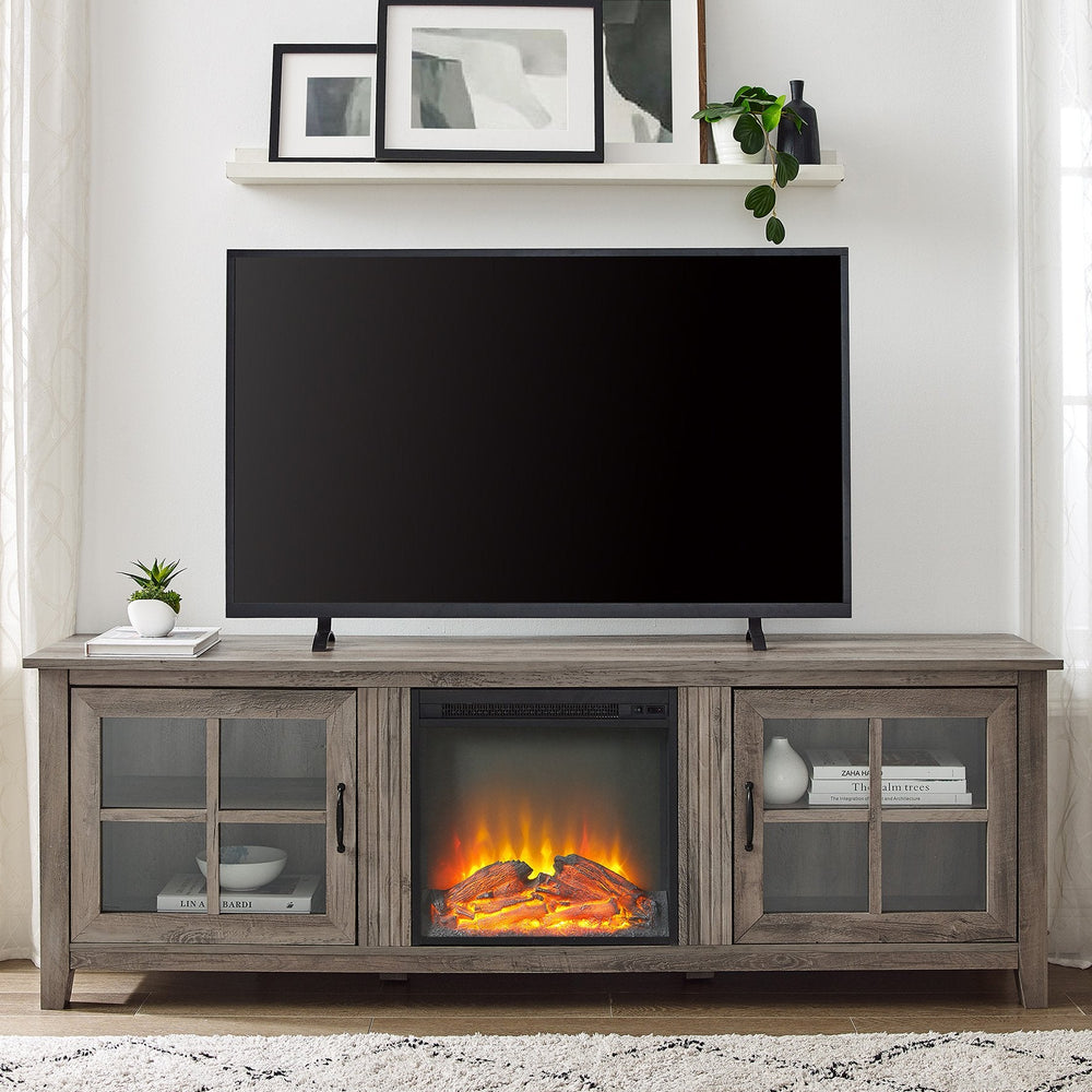 
                      
                        Simple Fireplace Console with Glass Doors
                      
                    