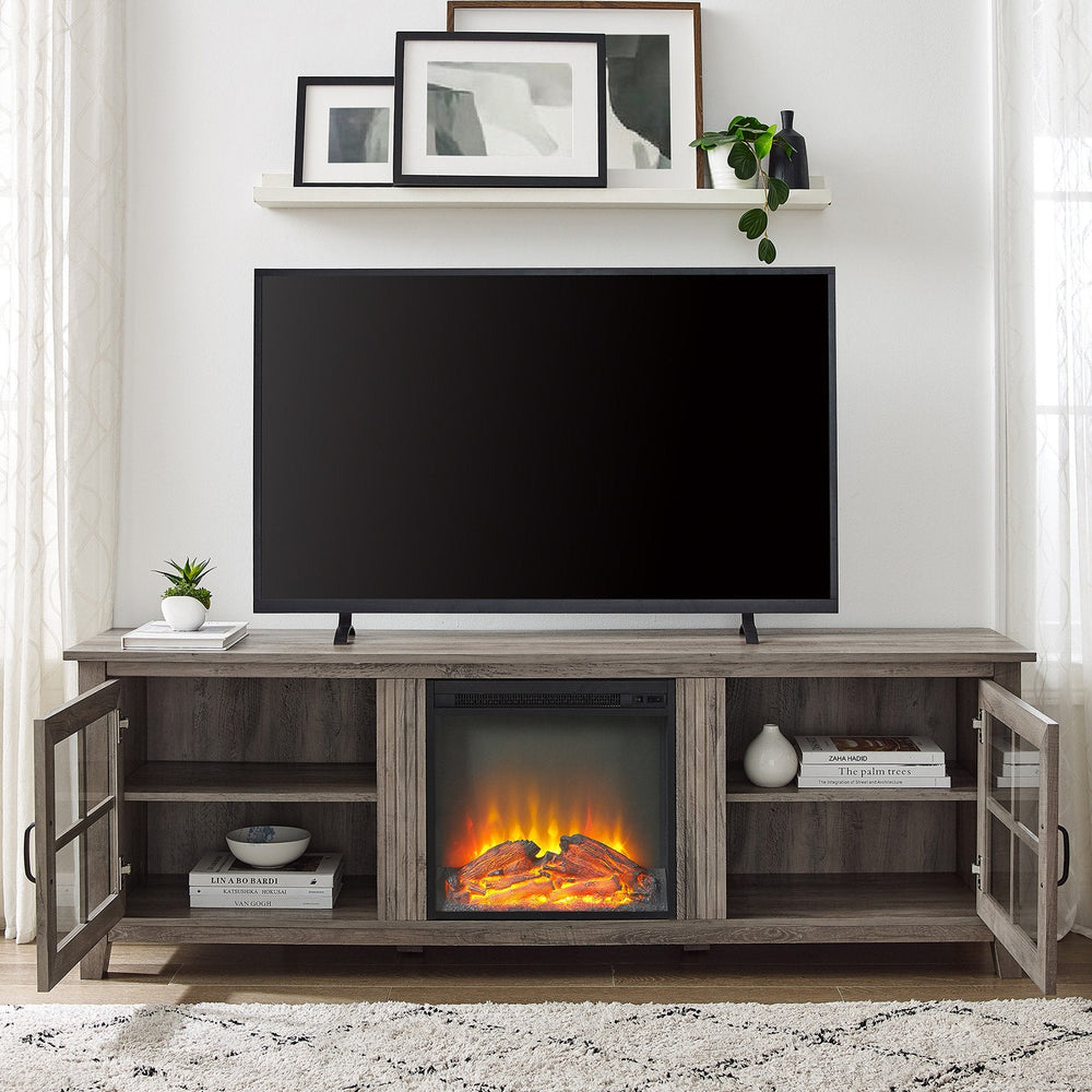 
                      
                        Simple Fireplace Console with Glass Doors
                      
                    
