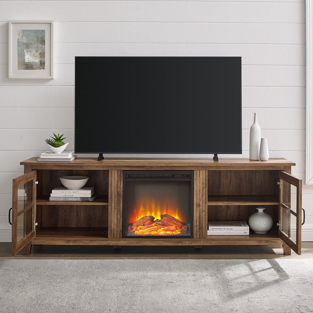 
                      
                        Simple Fireplace Console with Glass Doors
                      
                    