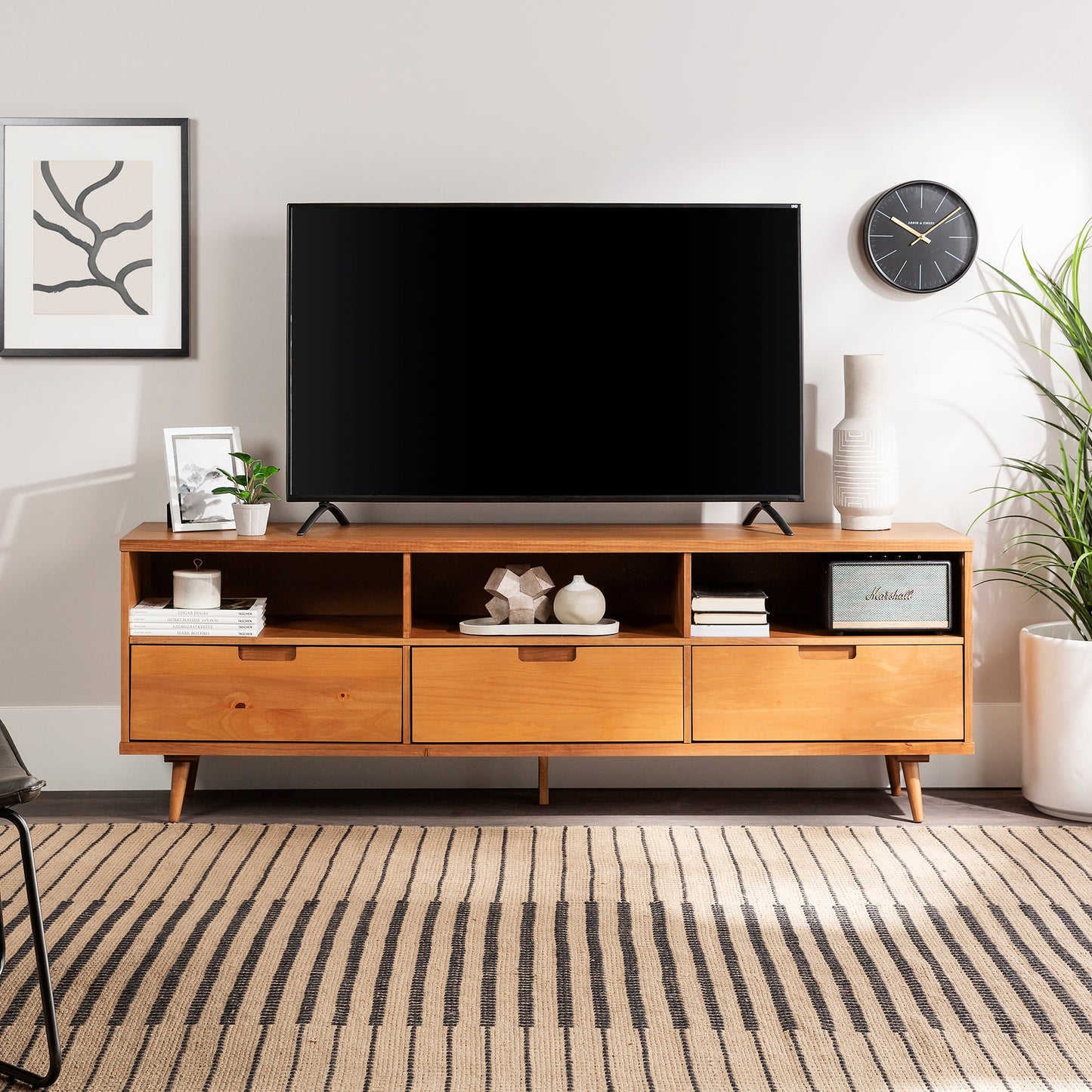 Ivy 70" 3 Drawer Solid Wood TV Stand