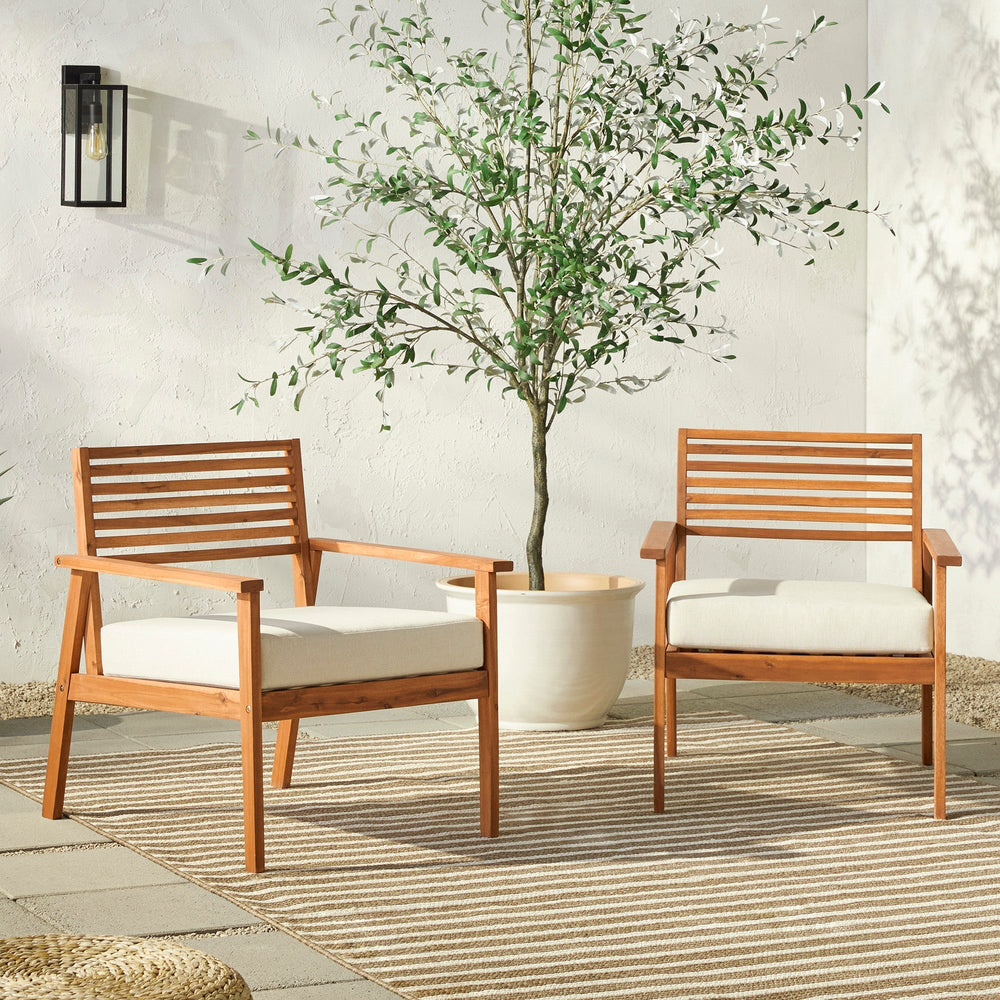 
                      
                        Zander Mid-Century Modern Acacia Outdoor Slat-Back Lounge Chair
                      
                    