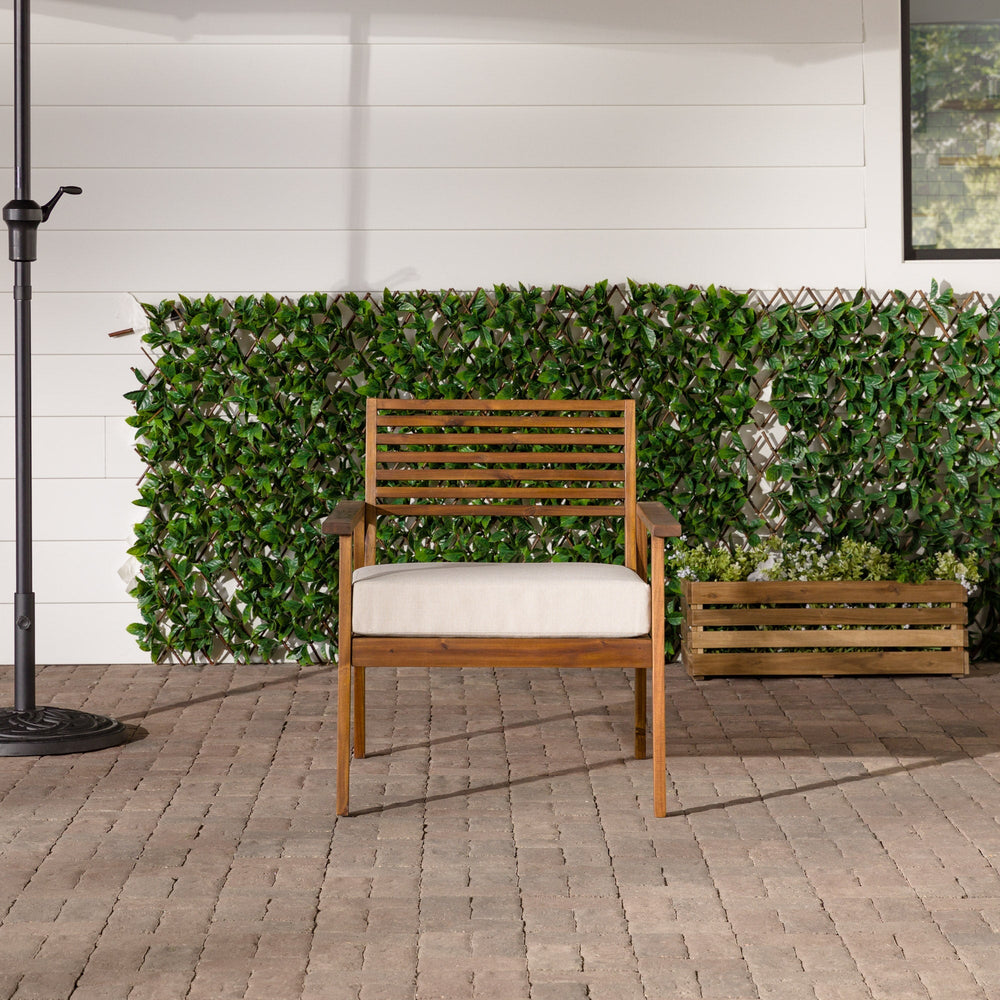 
                      
                        Zander Mid-Century Modern Acacia Outdoor Slat-Back Lounge Chair
                      
                    