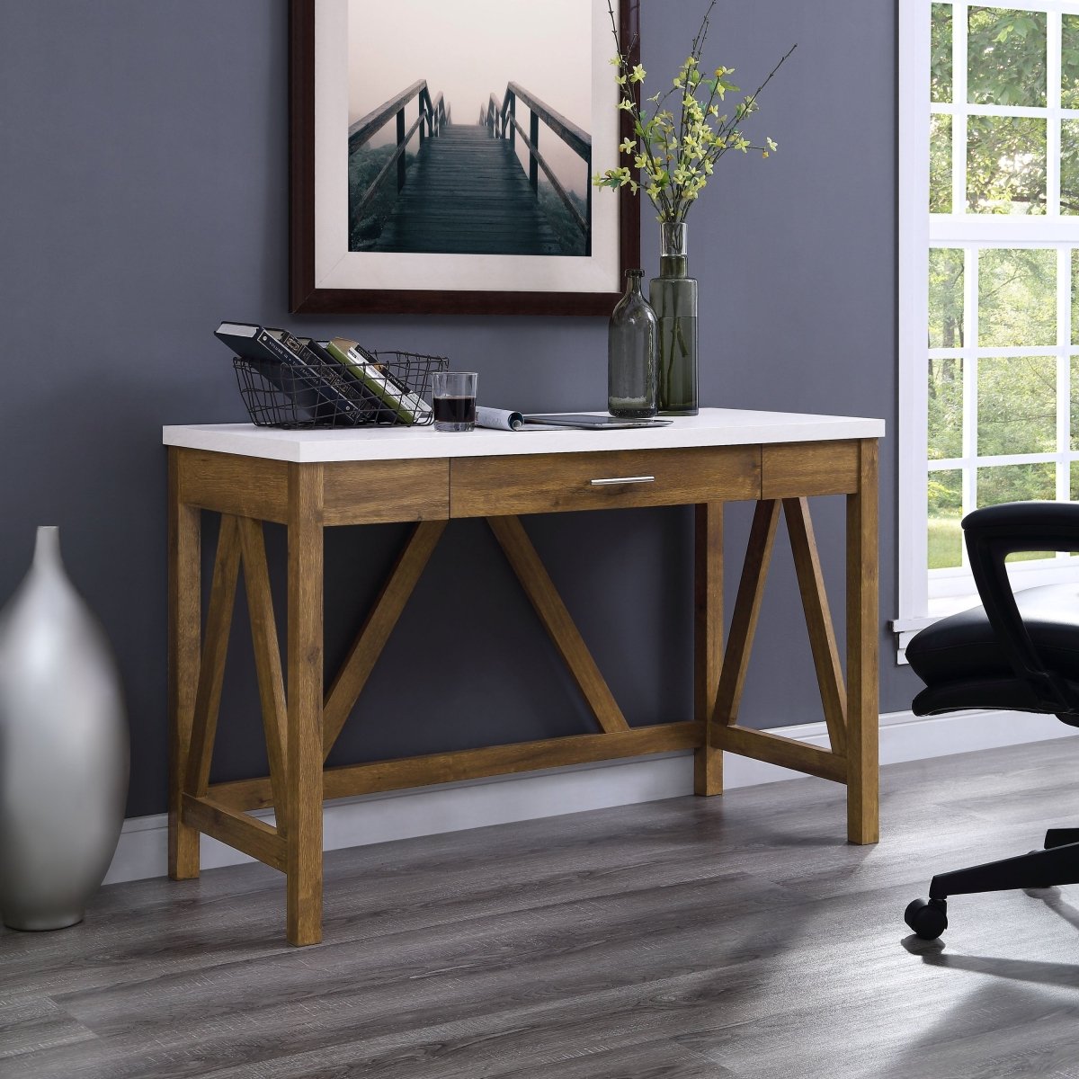 Walker Edison A-Frame Rustic Desk - lily & onyx