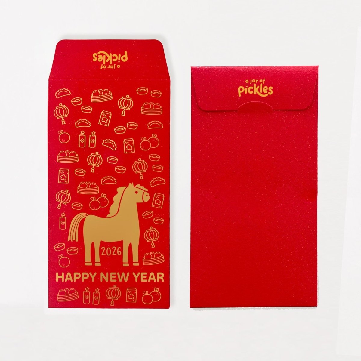 A Jar of Pickles Lunar New Year Horse Red Envelopes with Gold Foil, Set of 3