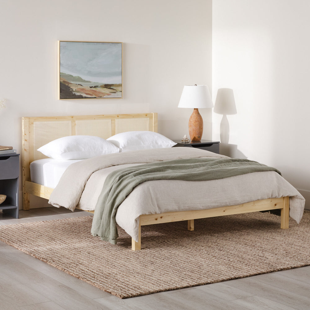 
                      
                        Yasmina Solid Wood Rattan Paneled Platform Bed (Queen or King)
                      
                    