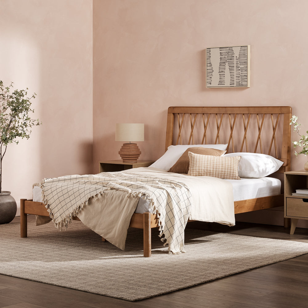 
                      
                        Xavier X Spindle Mid-Century Modern Solid Wood Bed
                      
                    