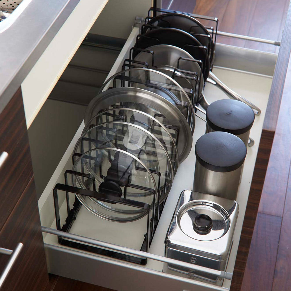
                      
                        Adjustable Pot Lid and Frying Pan Organizer
                      
                    
