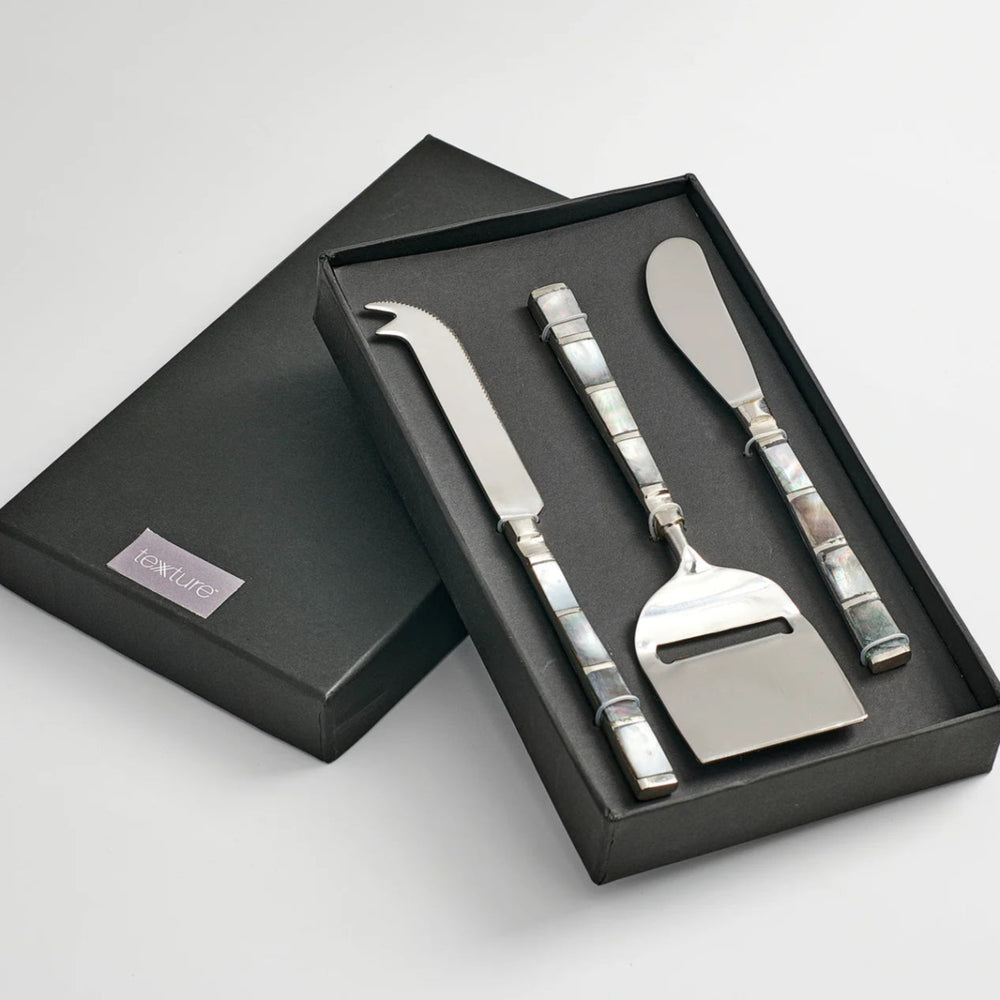 
                      
                        texxture Abalon™ Mother of Pearl Cheese Knives, Set of 3 - lily & onyx
                      
                    