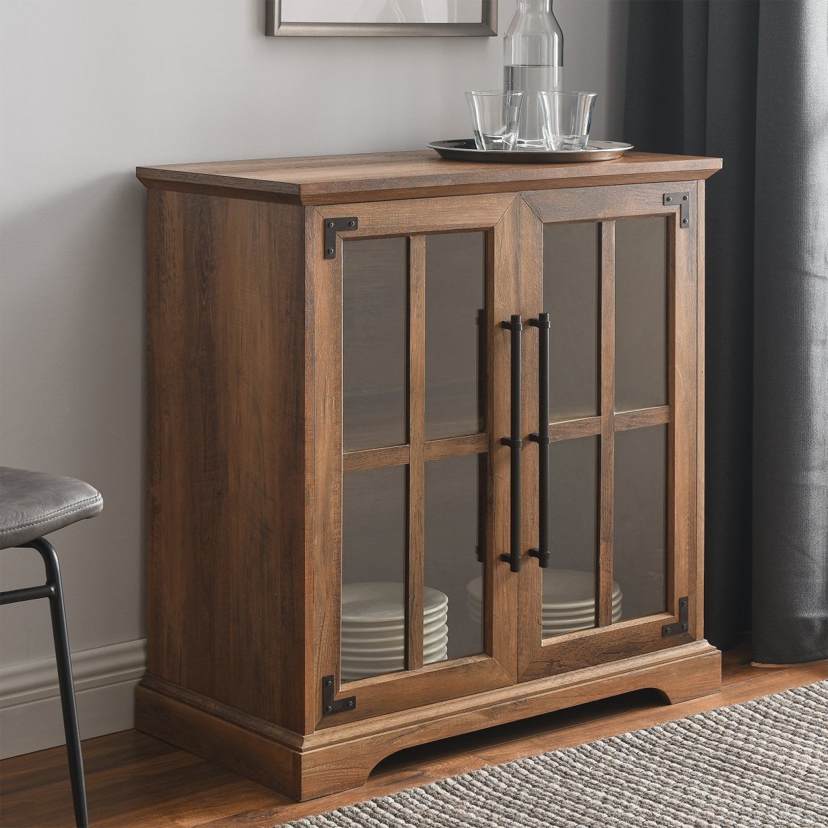 Walker Edison Abigail Windowpane Accent Cabinet - lily & onyx